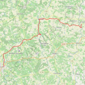 Larressingle - Eauze GPS track, route, trail