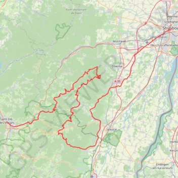 Strasbourg à Saint-Dié-des-Vosges GPS track, route, trail