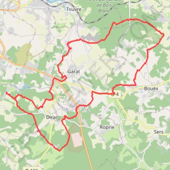 Bouex vers Garat 32.9 kms GPS track, route, trail