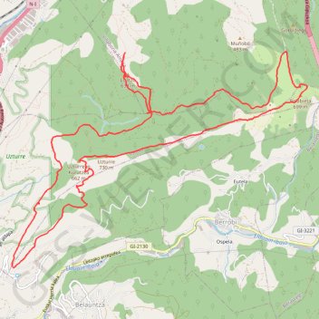Uzturre, Belabieta y Loatzo circular desde Tolosa (Urkieta) GPS track, route, trail
