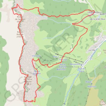 Roche Rousse, du Pas de Berrièves au Pas de la Ville GPS track, route, trail