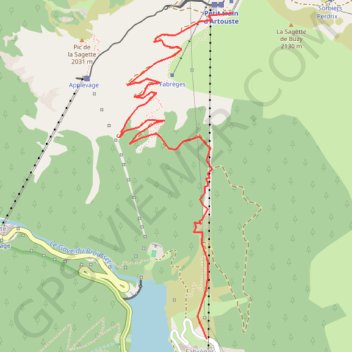 Montée du pic de la Sagette depuis le parking du lac de Fabrèges GPS track, route, trail