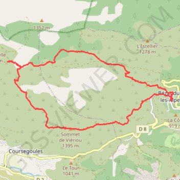 Rando Bezaudun - Vierou - 4 Chemins GPS track, route, trail