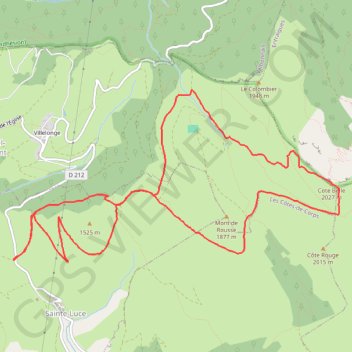 Côte Belle depuis le col de l'Holme (Sainte Luce) GPS track, route, trail
