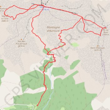 Pic de Bure et Dent de la Cluse par les Sauvas (Devoluy) GPS track, route, trail