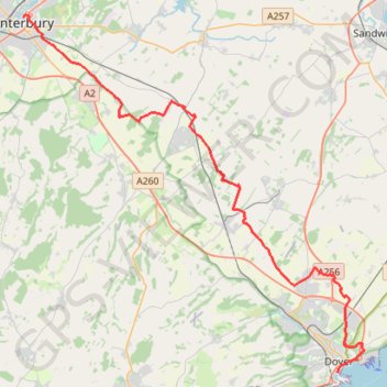 1: Canterbury – Dover (Developed) GPS track, route, trail
