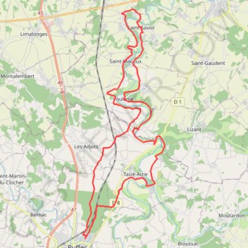 Ruffec 39 kms GPS track, route, trail