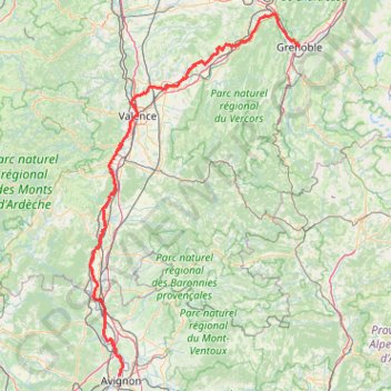 Villeneuve-lès-Avignon (30400), Gard, Occitanie, France - Grenoble (38000-38100), Isère, Auvergne-Rhône-Alpes, France GPS track, route, trail