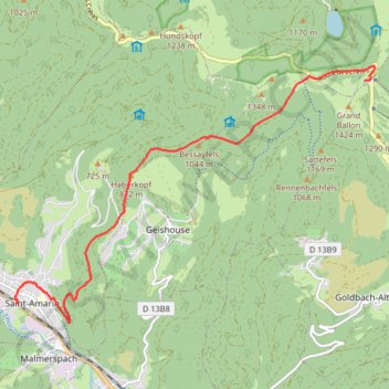 Traversée des Vosges - De Saint-Amarin au Grand Ballon GPS track, route, trail