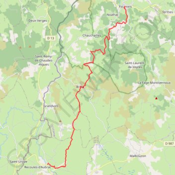 Tour des Monts d'Aubrac. De Pont de Gournier à Fournels GPS track, route, trail