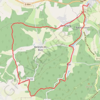 Chemin forestier autour de Balaive et Butz GPS track, route, trail