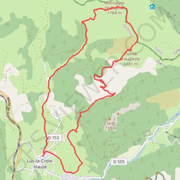 Lus la croix haute - Pointe Feuillette GPS track, route, trail