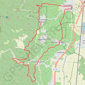 Éguisheim, Marbach, Gueberschwihr, Obermorschwihr GPS track, route, trail