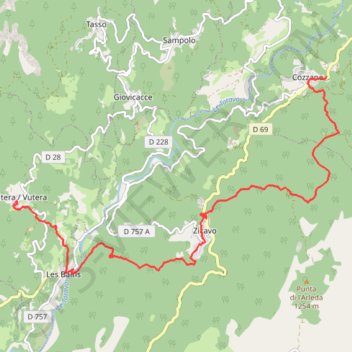 Mare a Mare Centre - de Cozzano à Guitera-les-Bains par Zicavo GPS track, route, trail