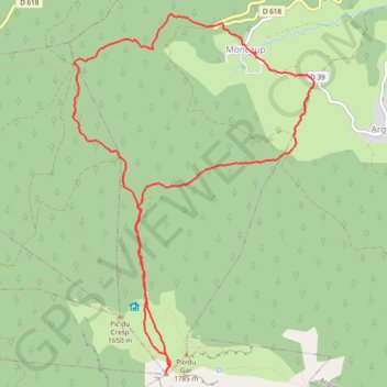 Pic du Gar en bloucle à partir de Moncaup GPS track, route, trail