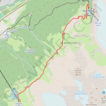 Du Plan de l'Aiguille à la gare du Montenvers GPS track, route, trail