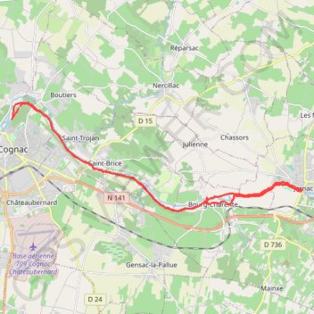 Base Cognac Jarnac GPS track, route, trail
