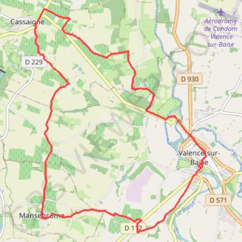 Rando Valence sur Baïse (Gers) GPS track, route, trail