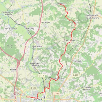 Chemin de Tours (de La Fredière à Saintes) GPS track, route, trail