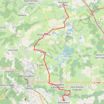 Pommiers-en-Forez - Montverdun GPS track, route, trail