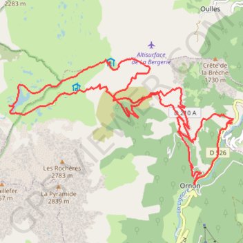 Lac fourchu, descente par la grenonière et la palud GPS track, route, trail