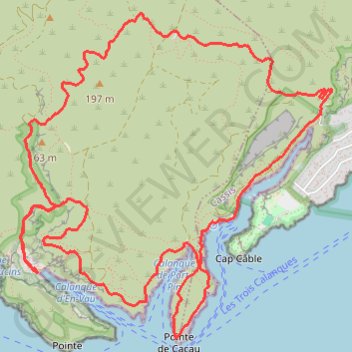 Les Trois Calanques GPS track, route, trail