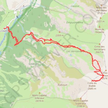 Cime du diable par la Gordolasque GPS track, route, trail