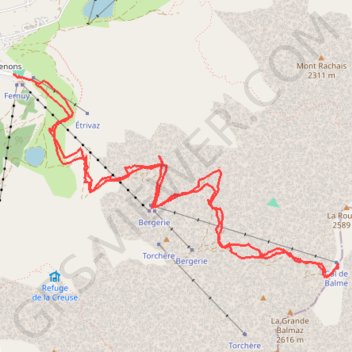 Col de Balme par les pistes GPS track, route, trail