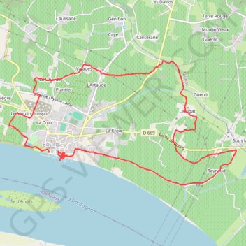 🚴 Trace ,boucle de Bourg sur Gironde GPS track, route, trail
