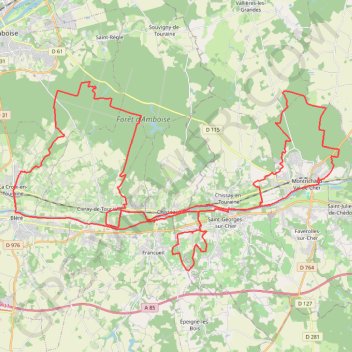 Fôrets de Montrichard et forêt d'Amboise GPS track, route, trail