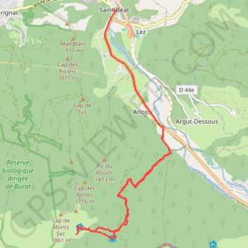 Saint Béat Cab Artigue et Courraux GPS track, route, trail