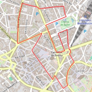 Itinéraire de 4 Rue Montmailler, 87000 Limoges, France à 1 Pl. Stalingrad, 87000 Limoges, France GPS track, route, trail