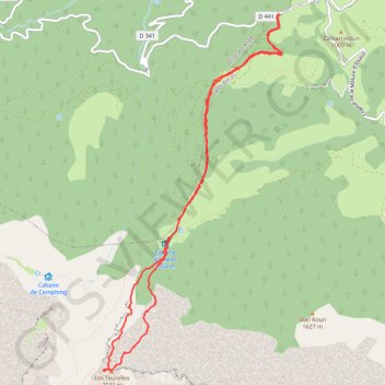 Tourelles de Camplong depuis le col de Bouésou GPS track, route, trail