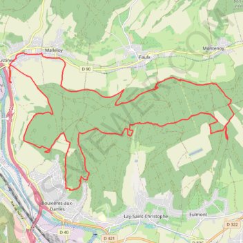 Rando Custines, Faulx, Bouxières GPS track, route, trail
