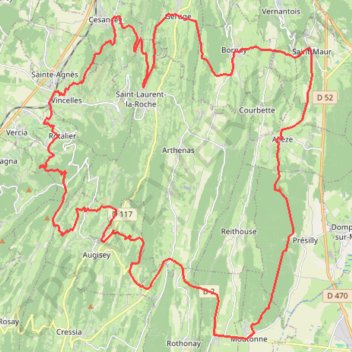 Cesancey Saint-Laurent Geruge Bornay Saint-Maur Presilly Augisey GPS track, route, trail