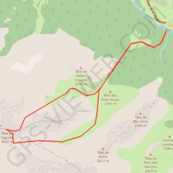 Tête du siguret GPS track, route, trail