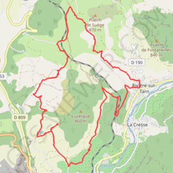 Balade autour de Compeyre dans la vallée du Tarn GPS track, route, trail