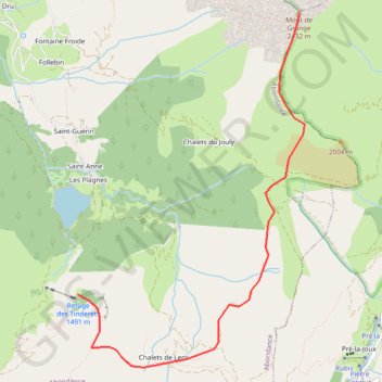 Mont de Grange - Refuge Tinderets GPS track, route, trail