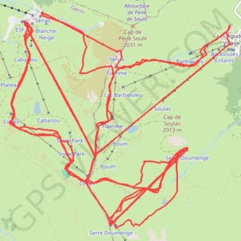 Journée de ski à Peyragude GPS track, route, trail