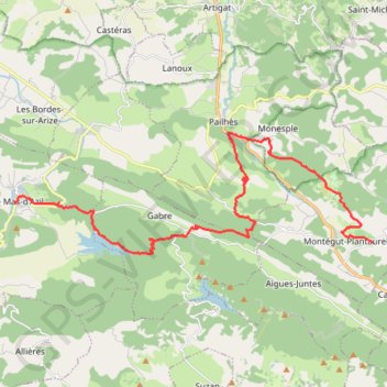 Montégut Plantaurel - Le Mas d'Azil (Grande Traversée) GPS track, route, trail