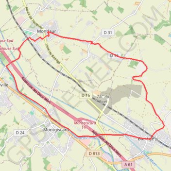 Baziege Montgiscard GPS track, route, trail