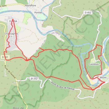 Tour du Bois de Païlolive et gorges du Chassezac GPS track, route, trail