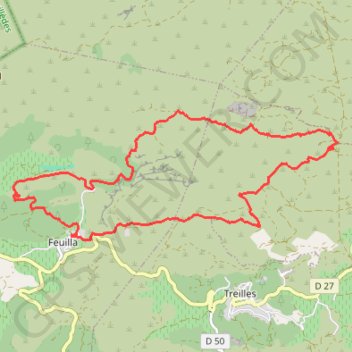 FEUILLA - Pla de Mezenac, Pla del Castel- moulin- 15,6km- 530m (Elise 14 03 21) GPS track, route, trail