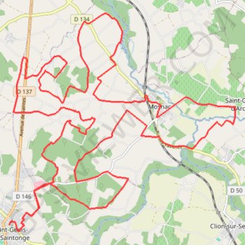 St Genis de saintonge 35 kms GPS track, route, trail