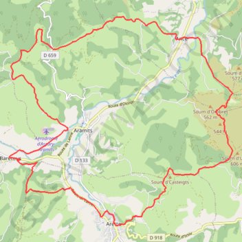 Piémont de Barétous en VTT GPS track, route, trail