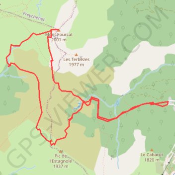 Mont Fourcat et Sommet de l'Estagnole par les Monts d'Olmes GPS track, route, trail