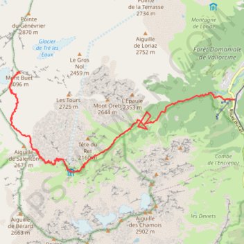 Montée mont Buet GPS track, route, trail
