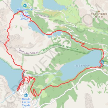 Circuit des lacs du Néouvielle par le pas du Gat GPS track, route, trail