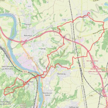 Parcours Civrieux-Poleymieux (croix rampaud) GPS track, route, trail