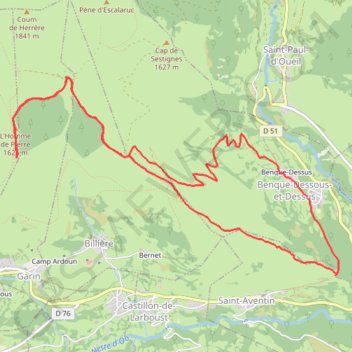 Montagne d'Espiau par les cromlechs et la Croix de Garin GPS track, route, trail